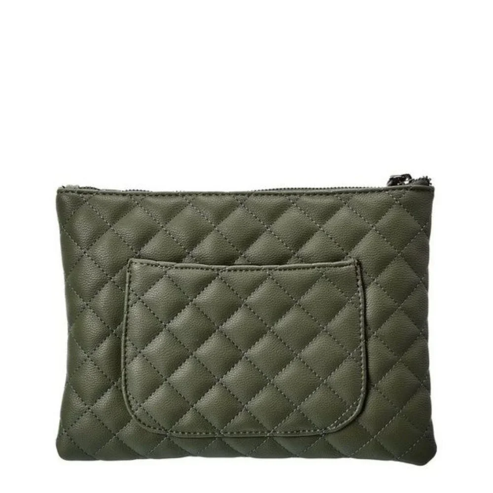 NWT KC Jagger Vegan Caviar Leather Quilted Pouch Set Green - Picture 5 of 5